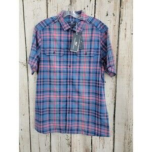 VINEYARD‎ VINES Men's S Indigo Plaid Stretch Cotton Short-Sleeve Dockman Shirt